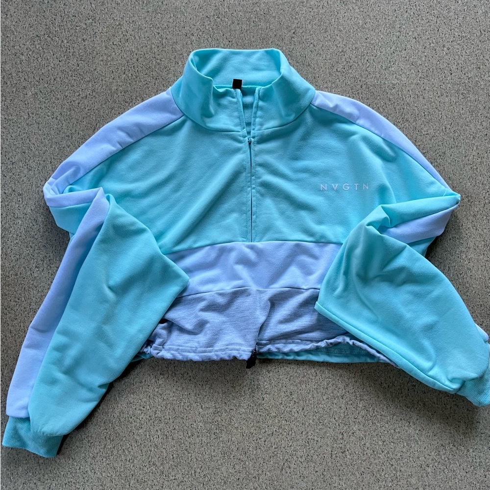 NVGTN Oversized Cropped Pullover - Aqua